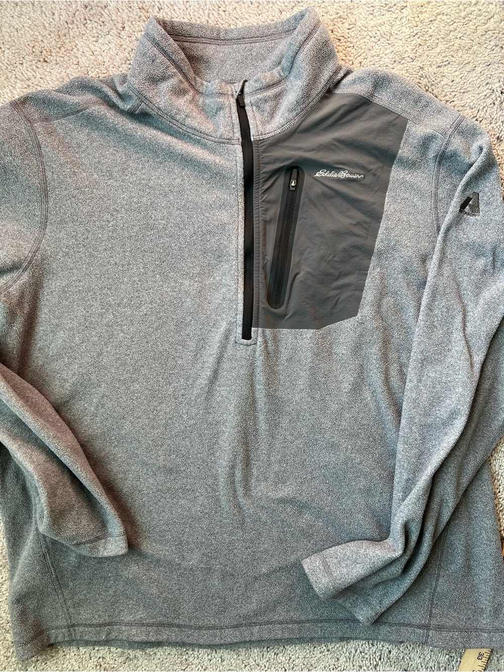 Eddie Bauer Gray Half-Zip Fleece with Dark Chest Pocket